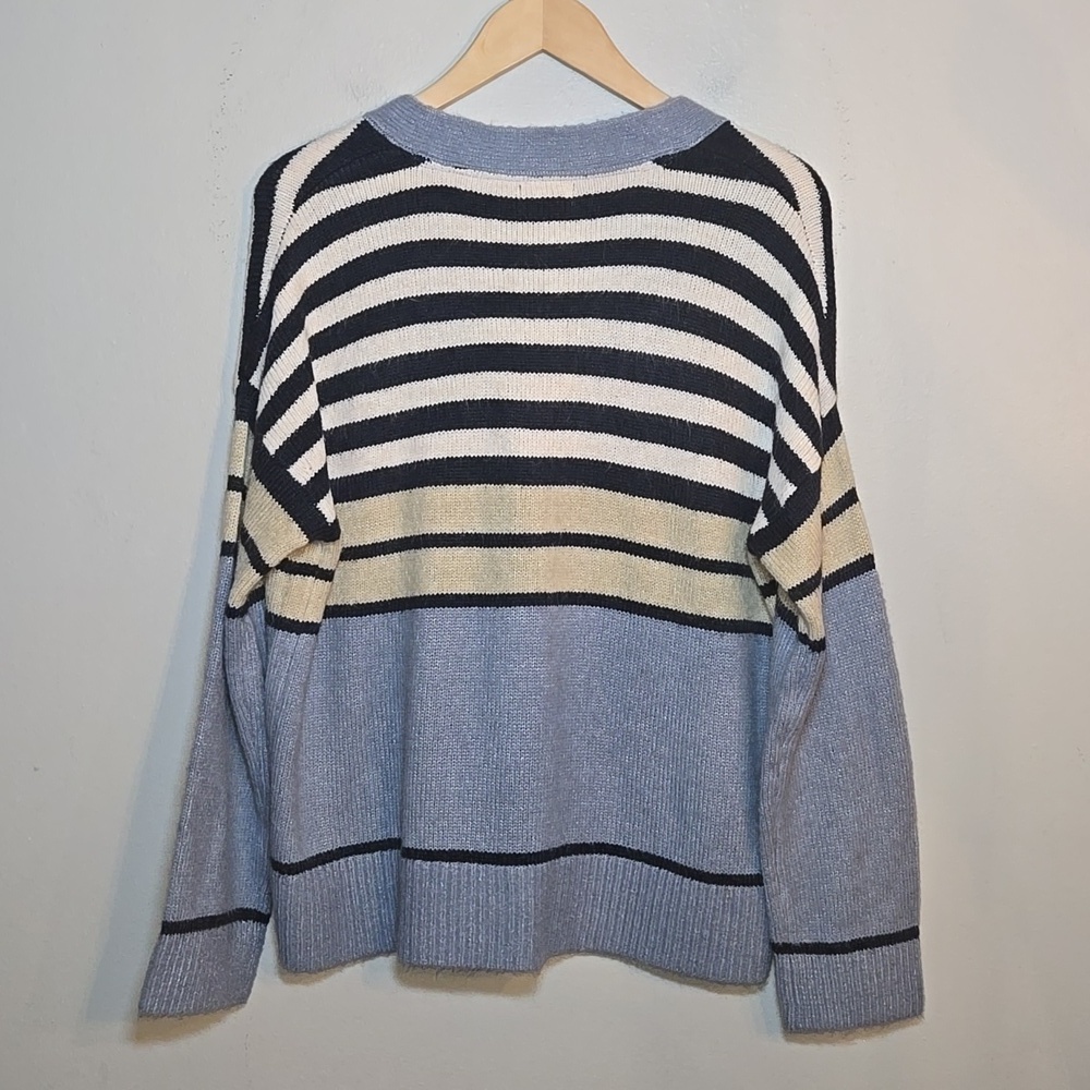 Fat Face Alpaca Heather Stripe V-Neck Button Front Sweater Cardigan NWOT - Picture 8 of 13